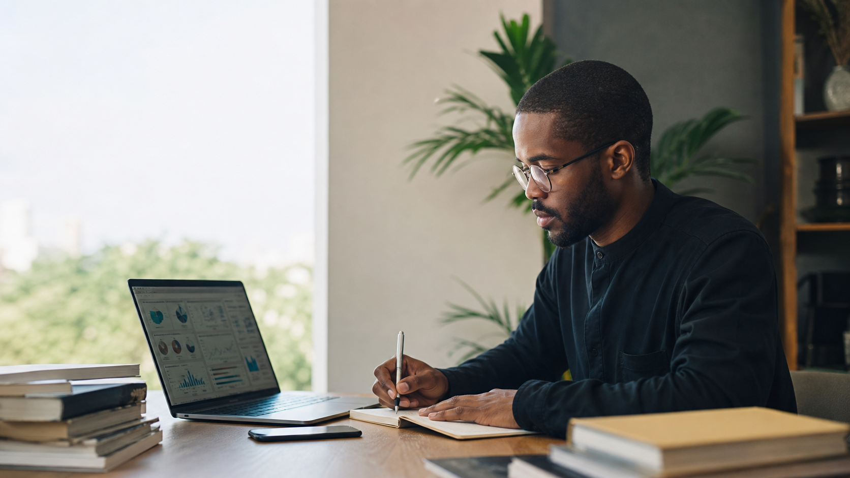 Professionnel du numérique préparant une analyse dans un espace de travail à Lomé